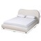 Baxton Studio Maya Mid-Century Modern Cream Boucle Fabric and Oak Brown Finished Wood Queen Size Platform Bed 228-13067-ZORO - alternate 9